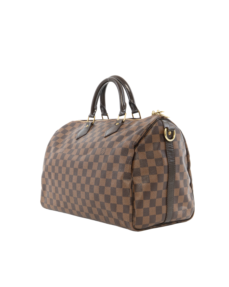 LV SPEEDY BAND 35 BROWN DAMIER CANVAS GHW DU2143 0358