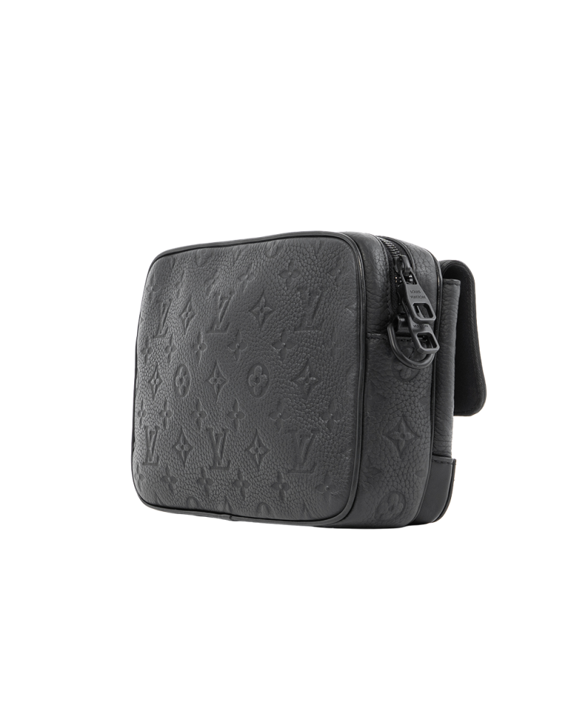 LV STEAMER MESSENGER BLACK GIANT MONOGRAM CALF BHW MICROCHIP 4146