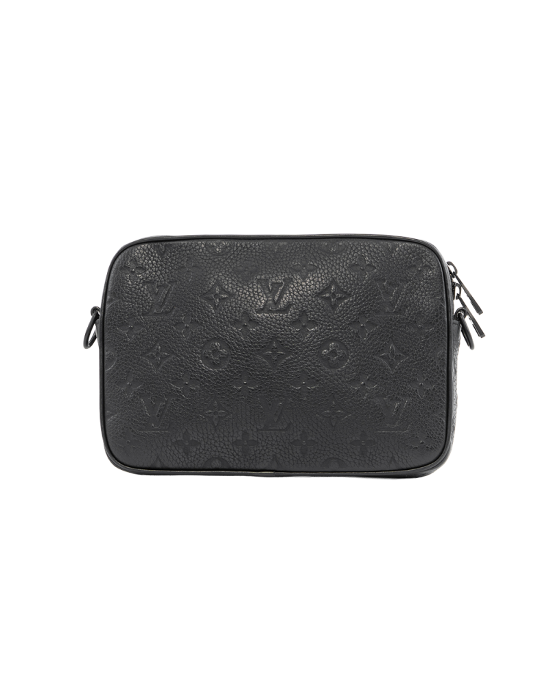 LV STEAMER MESSENGER BLACK GIANT MONOGRAM CALF BHW MICROCHIP 4147