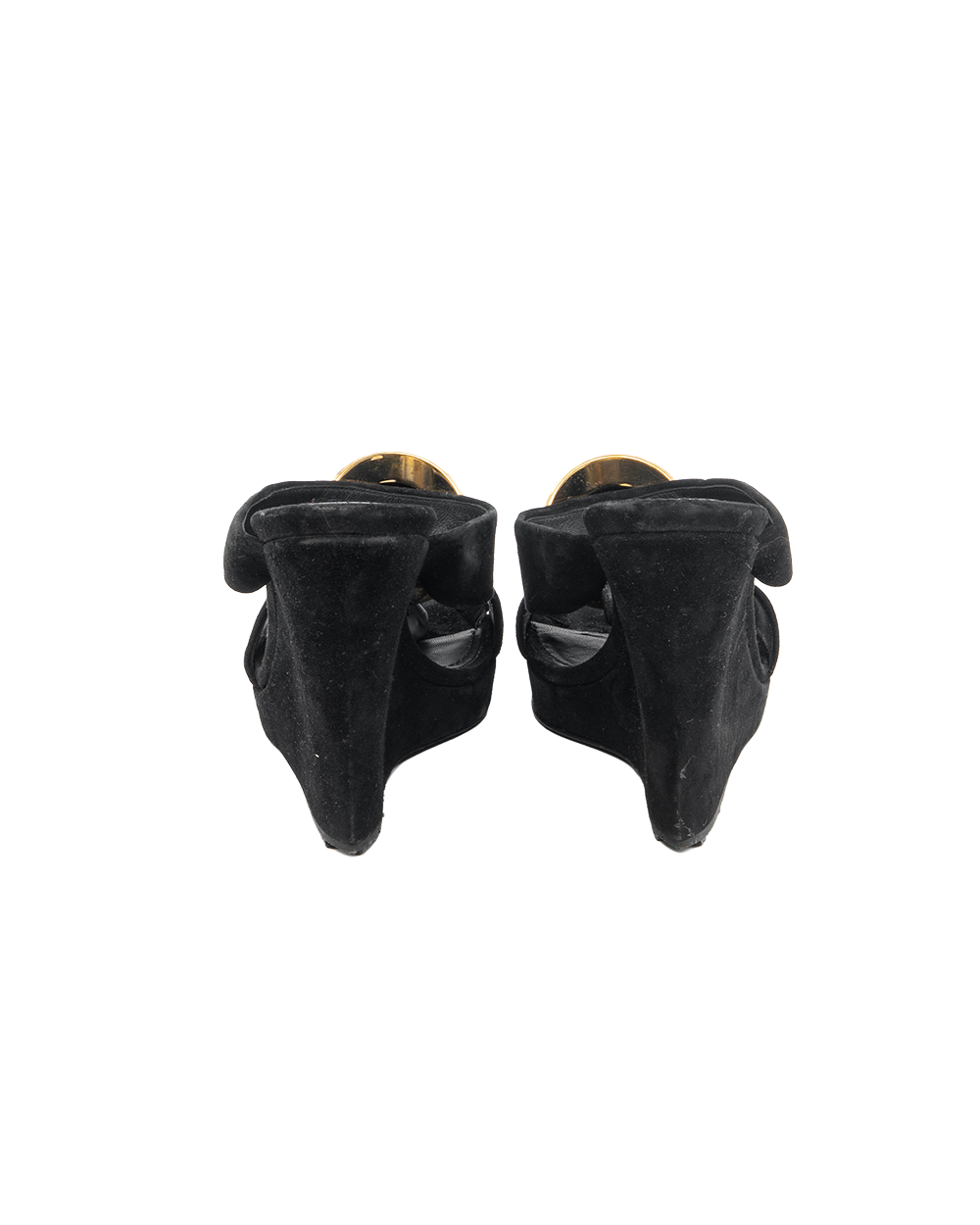 LV SUEDE MEDALLION SANDALS 35 BLACK CALF GHW MA0135 5469