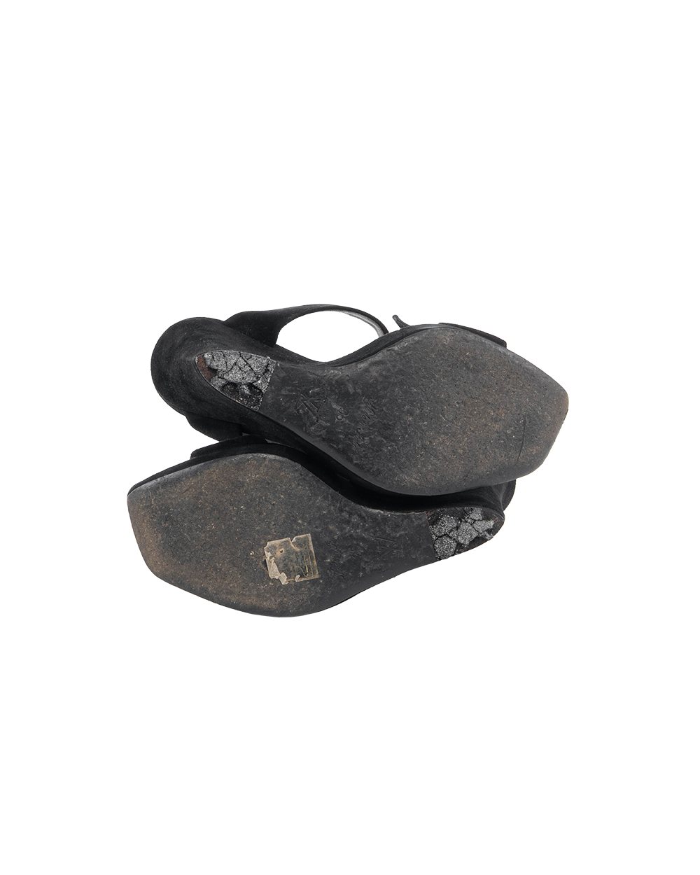 LV SUEDE MEDALLION SANDALS 35 BLACK CALF GHW MA0135 5470