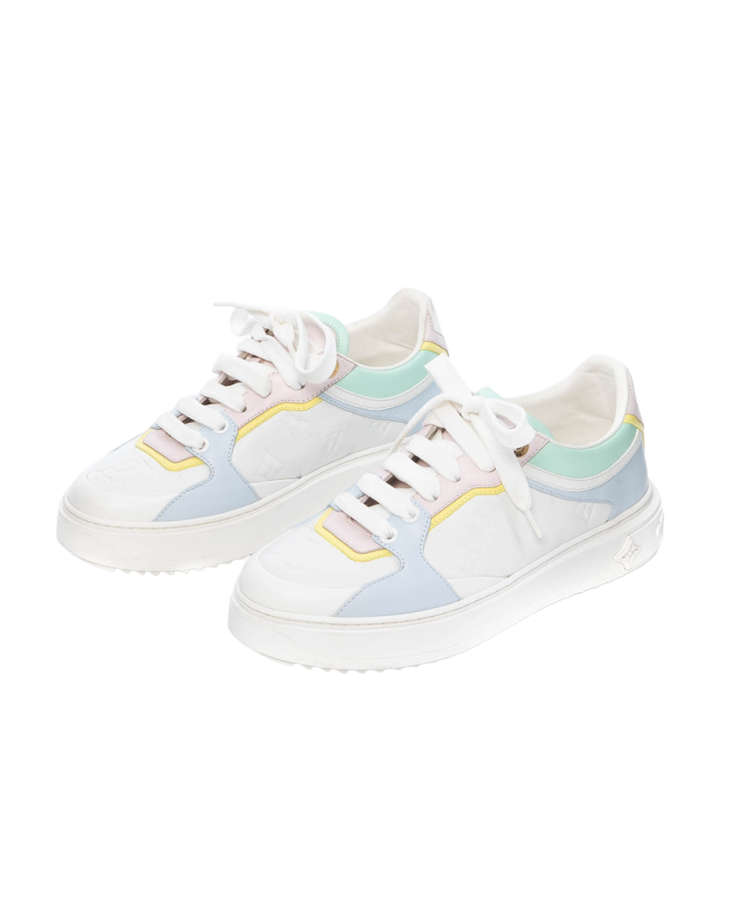 LV TIME OUT SNEAKERS 36.5 WHITE PASTEL LAMB GHW FA 0221 00566