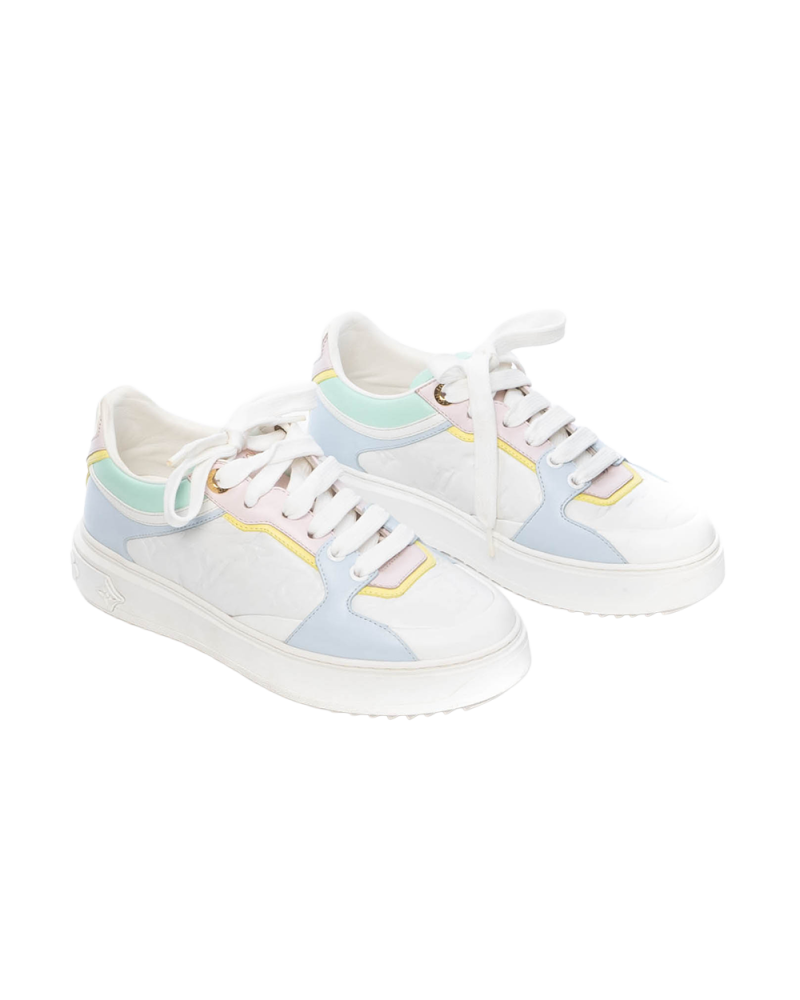 LV TIME OUT SNEAKERS 36.5 WHITE PASTEL LAMB GHW FA 0221 00567