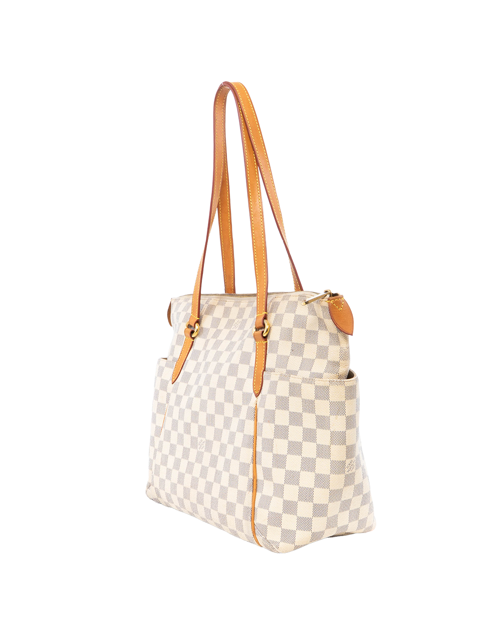 LV TOTALLY MM WHITE AZUR DAMIER CANVAS GHW AR0190 0152