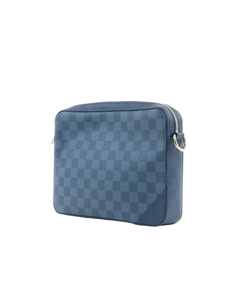LV TRIO MESSENGER BLUE NAVY DAMIER CANVAS SHW MICROCHIP 0172