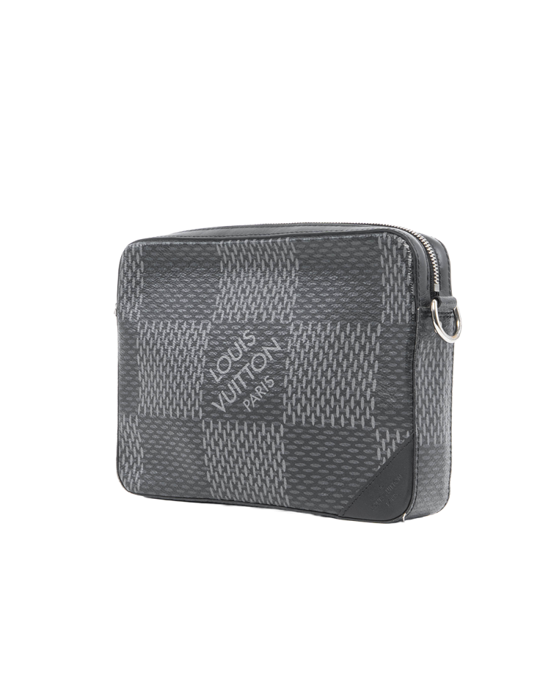 LV TRIO MESSENGER GRAPHITE DAMIER CANVAS SHW MICROCHIP 01497