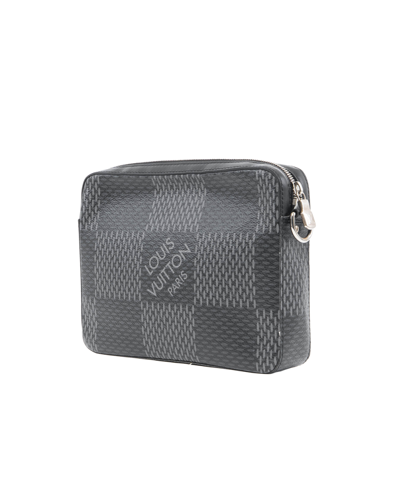 LV TRIO MESSENGER GRAPHITE DAMIER CANVAS SHW MICROCHIP 01498