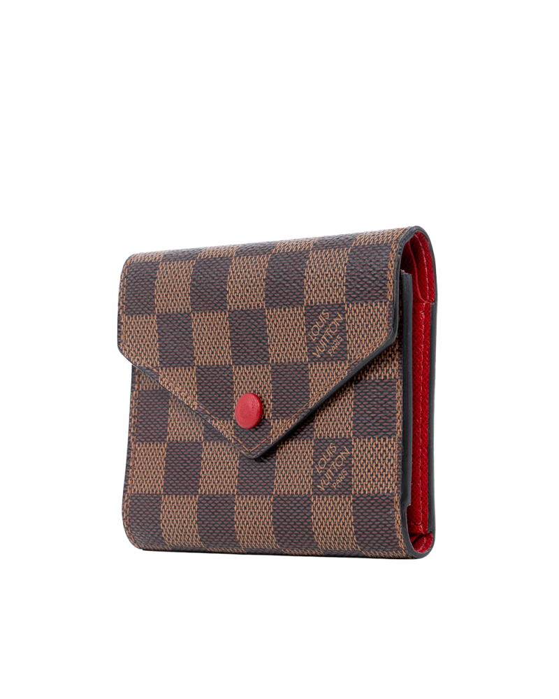 LV VICTORINE WALLET SHORT BROWN RED DAMIER CANVAS GHW MI3179 03621