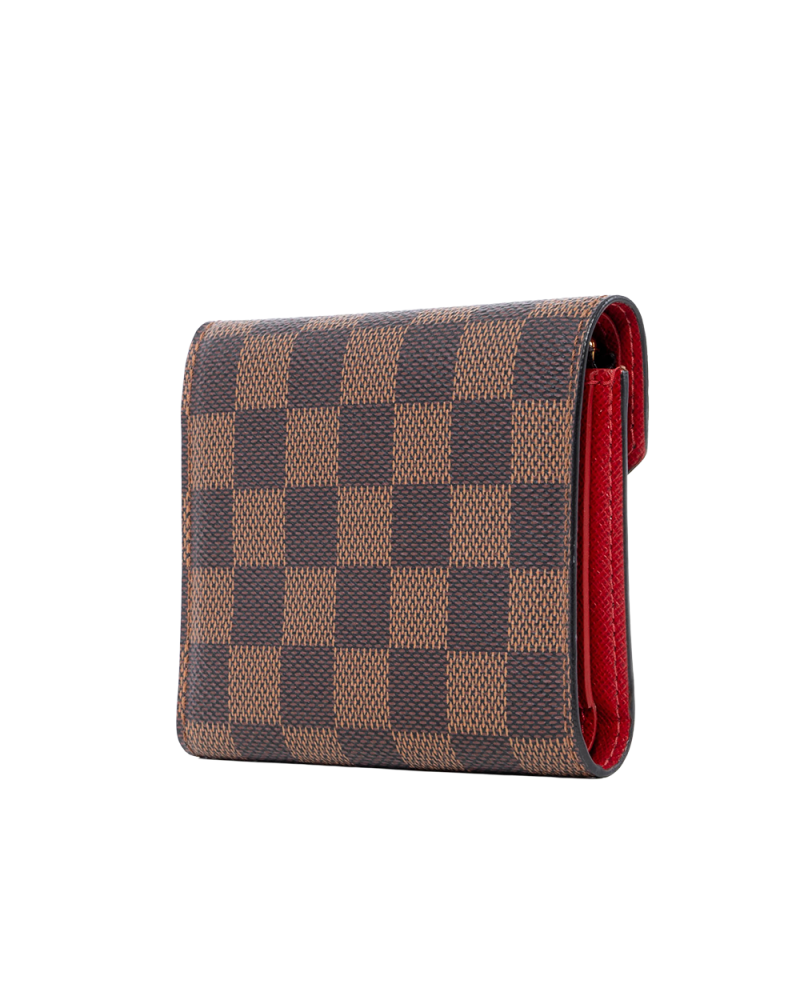LV VICTORINE WALLET SHORT BROWN RED DAMIER CANVAS GHW MI3179 03622