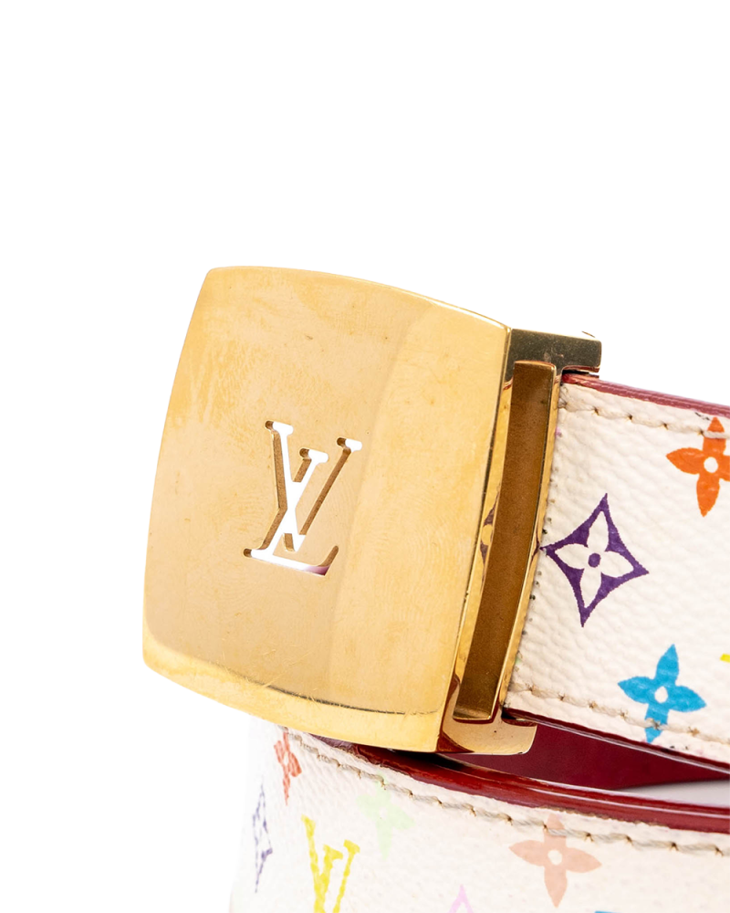 LV X TAKASHI MURAKAMI CEINTURE BELT 85 MULTICOLOR RED MONOGRAM CANVAS GHW 03812