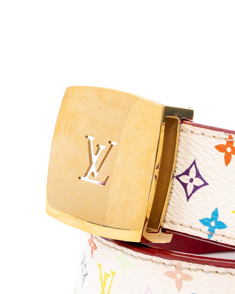 LV X TAKASHI MURAKAMI CEINTURE BELT 85 MULTICOLOR RED MONOGRAM CANVAS GHW 03812