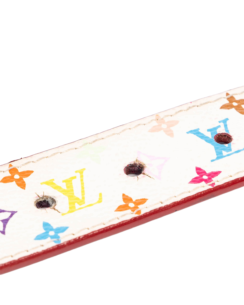 LV X TAKASHI MURAKAMI CEINTURE BELT 85 MULTICOLOR RED MONOGRAM CANVAS GHW 03815