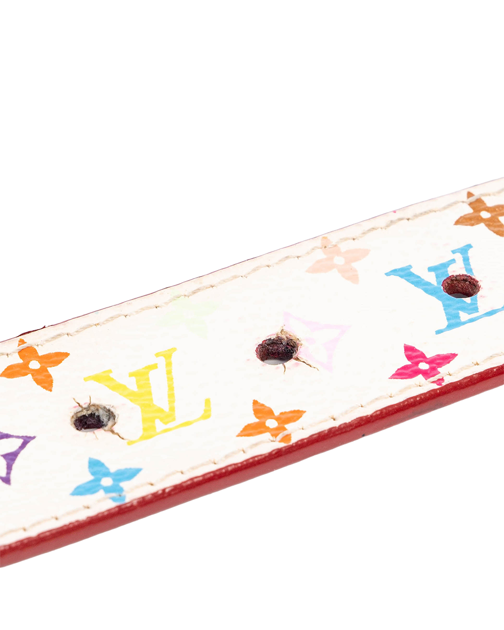 LV X TAKASHI MURAKAMI CEINTURE BELT 85 MULTICOLOR RED MONOGRAM CANVAS GHW 03815