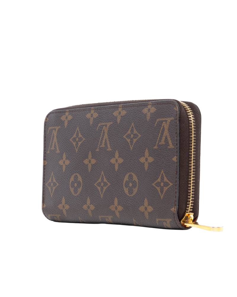 LV ZIPPING WALLET LONG BROWN RED MONOGRAM CANVAS GHW MICROCHIP 2076