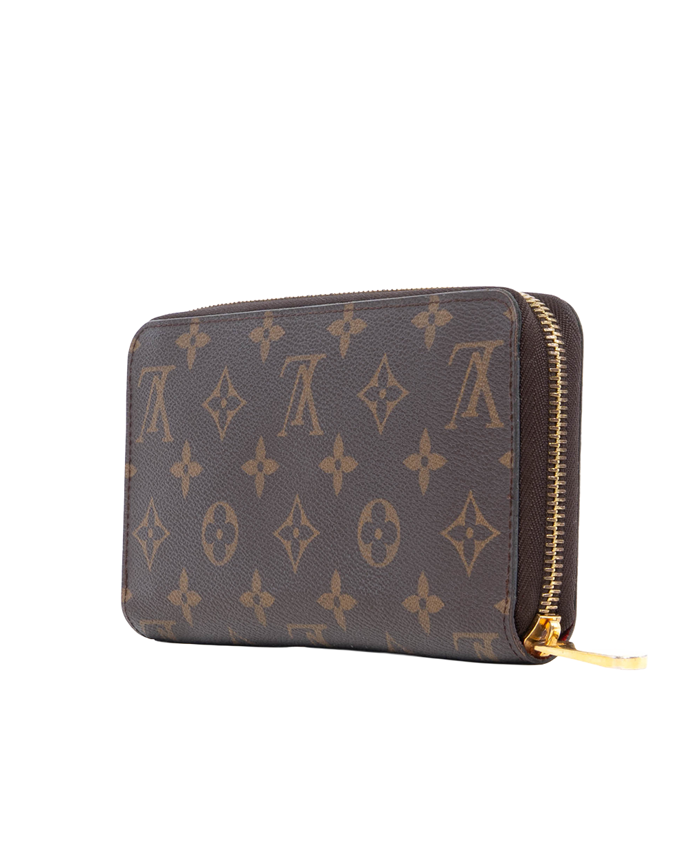 LV ZIPPING WALLET LONG BROWN RED MONOGRAM CANVAS GHW MICROCHIP 2076