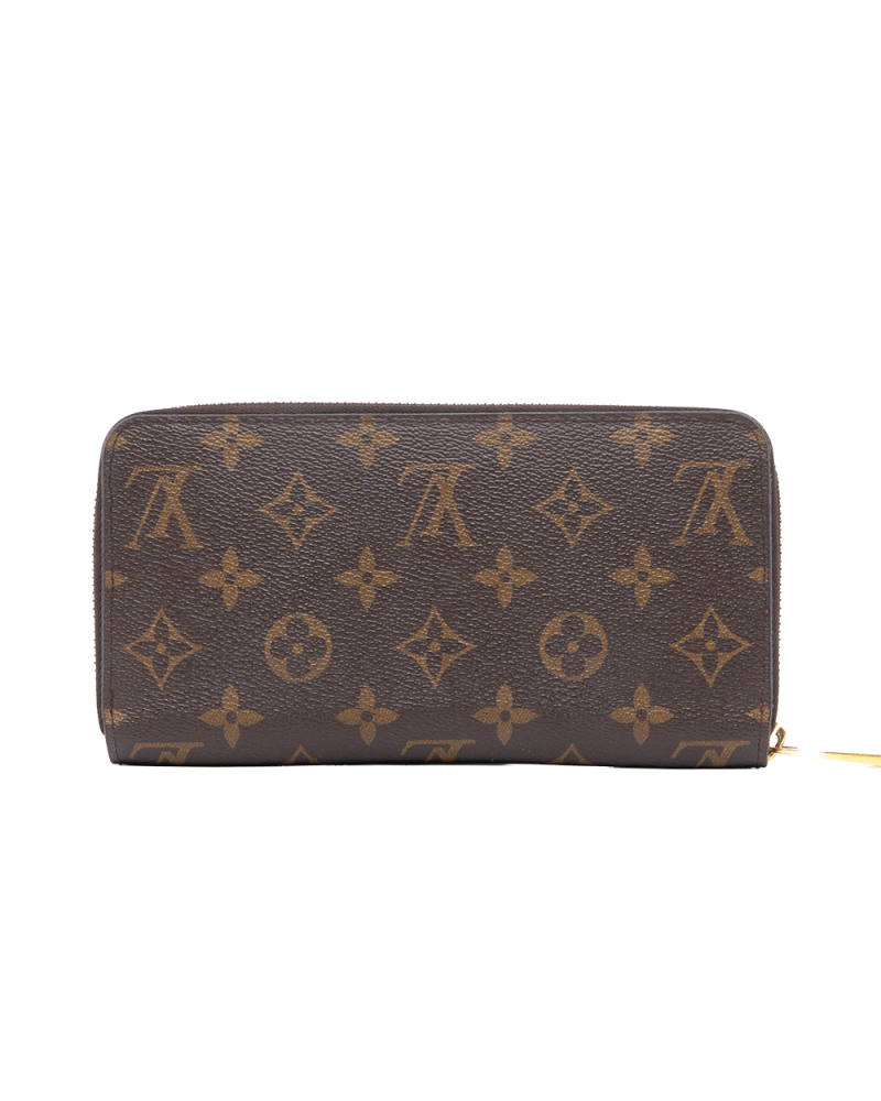 LV ZIPPING WALLET LONG BROWN RED MONOGRAM CANVAS GHW MICROCHIP 2077