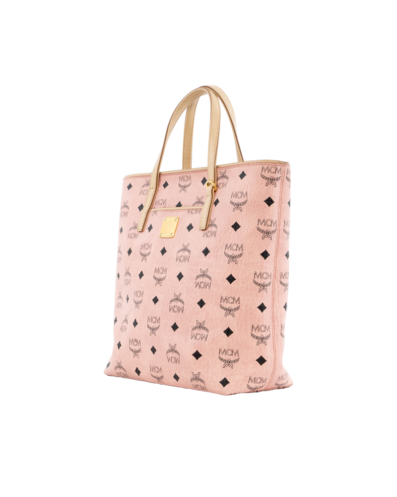 MCM ANYA TOTE BAG MEDIUM PINK CANVAS GHW MWP9AVI77PZ001 0107