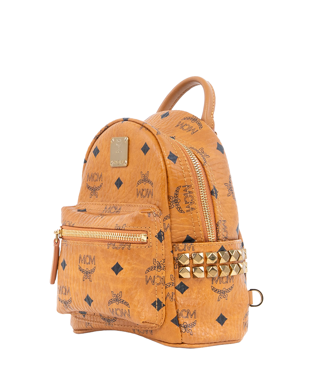MCM BACKPACK ROCKSTUD MINI BROWN CANVAS GHW 0854B 2363