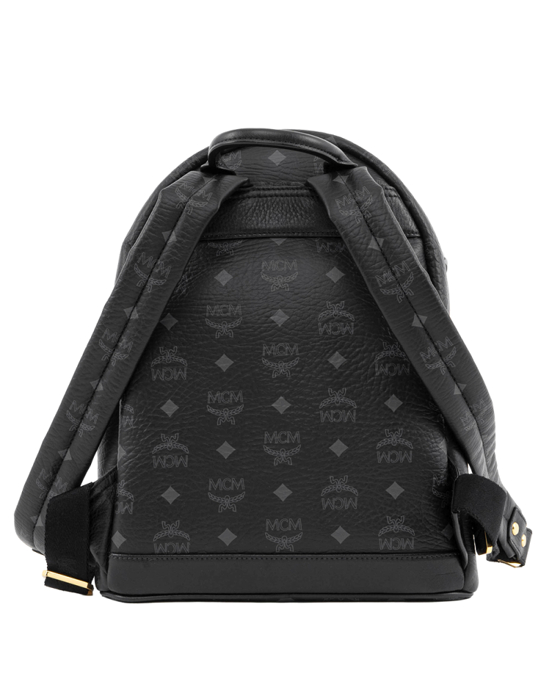 MCM BACKPACK ROCKSTUD SMALL BLACK CANVAS GHW 4084