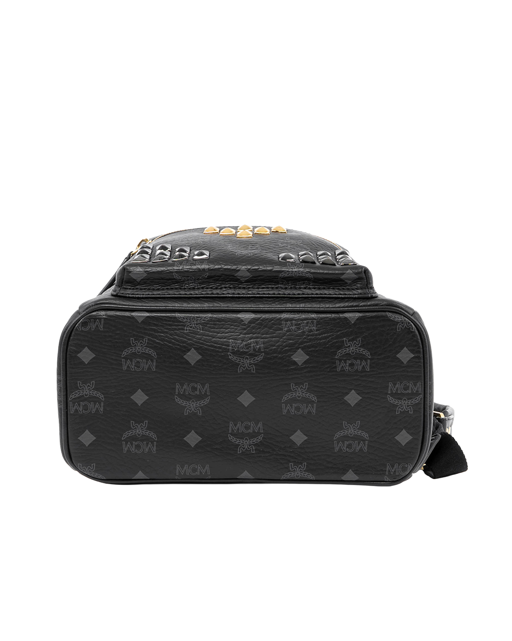 MCM BACKPACK ROCKSTUD SMALL BLACK CANVAS GHW 4085