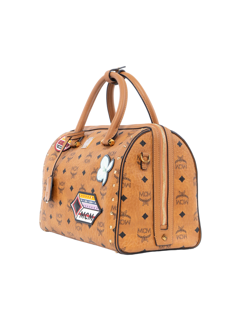 MCM BOSTON LIMITED BROWN CANVAS GHW 0531