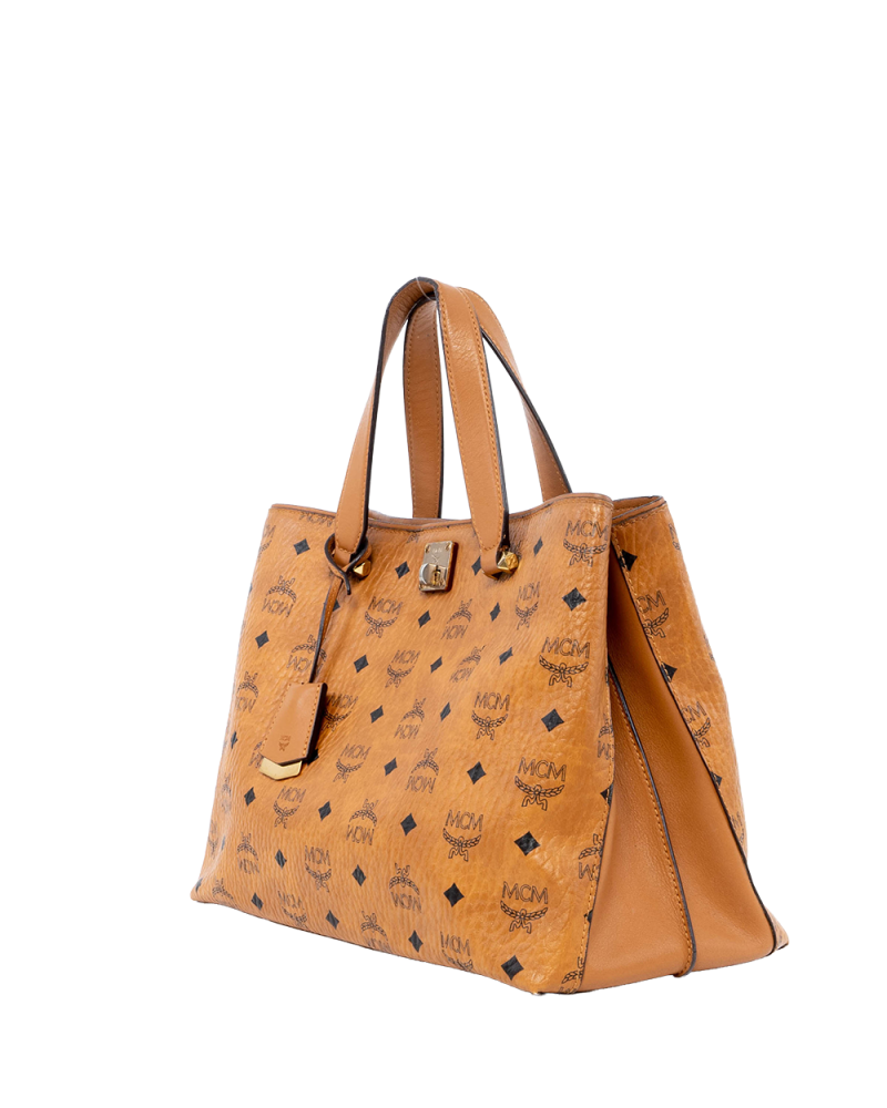 MCM ESSENTIAL TOTE BROWN CANVAS GHW 03046