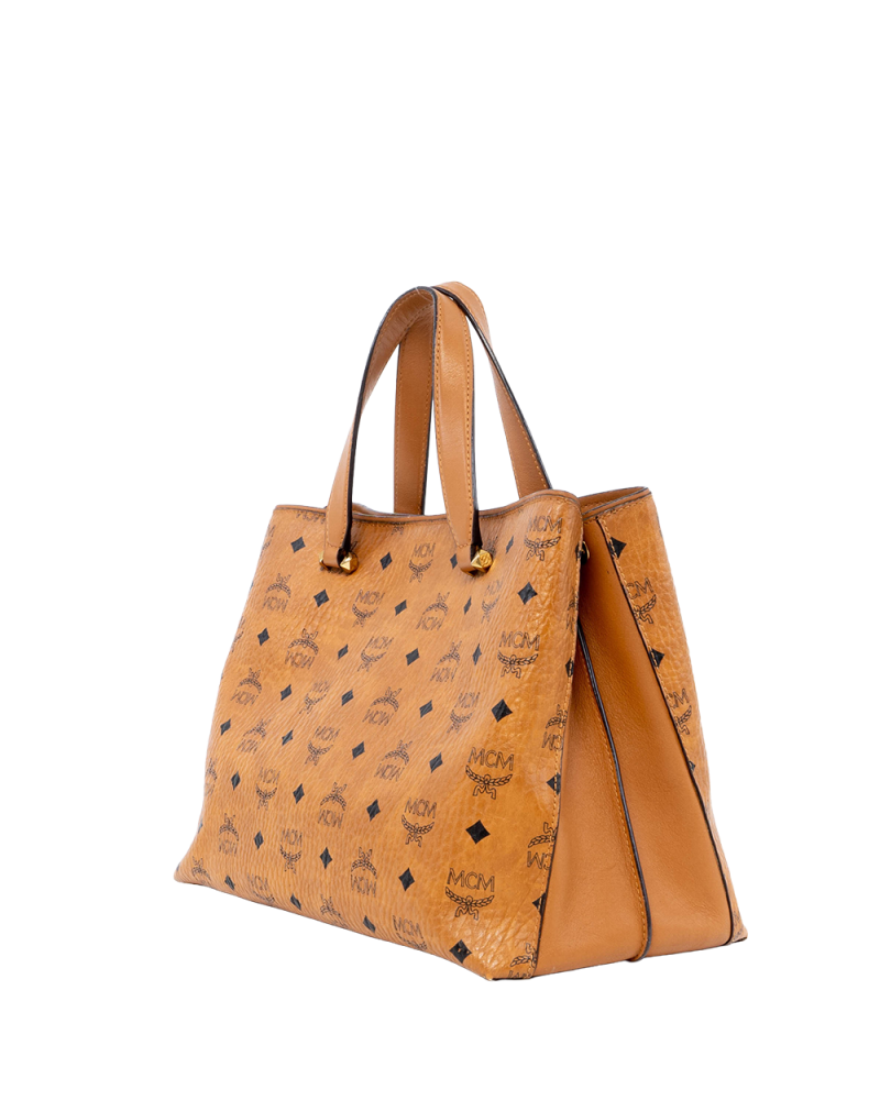 MCM ESSENTIAL TOTE BROWN CANVAS GHW 03047