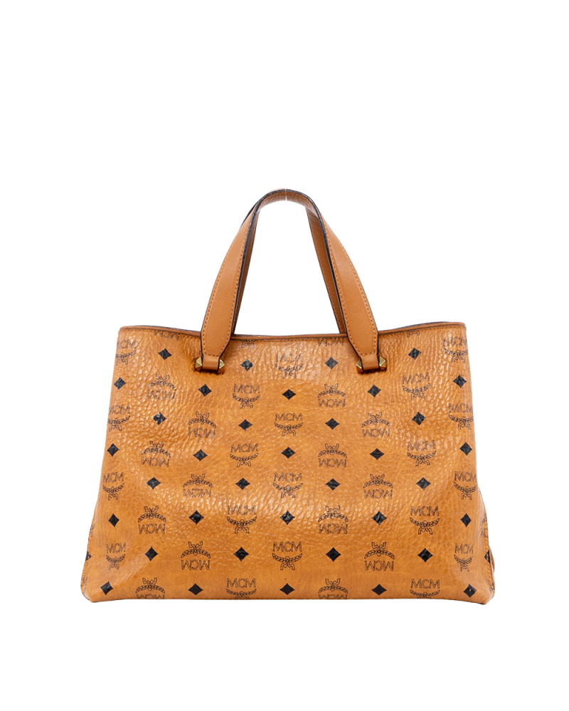 MCM ESSENTIAL TOTE BROWN CANVAS GHW 03048