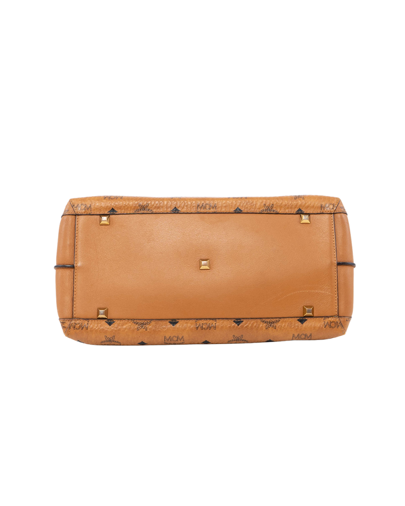 MCM ESSENTIAL TOTE BROWN CANVAS GHW 03054