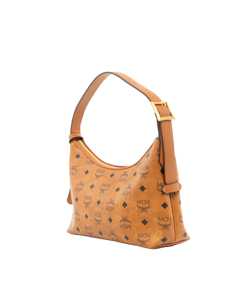 MCM HOBO BROWN CANVAS GHW 0254