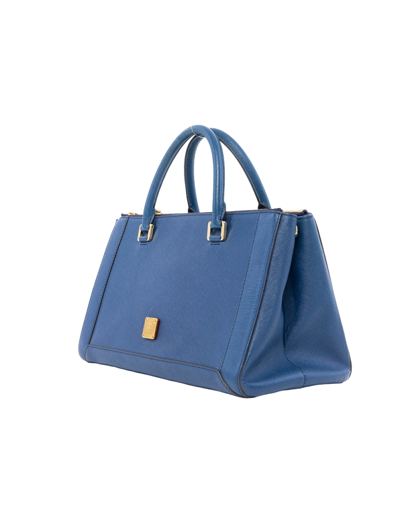 MCM NUOVO TOTE BLUE NAVY CALF GHW MWT 2ALN09 VY001 00544