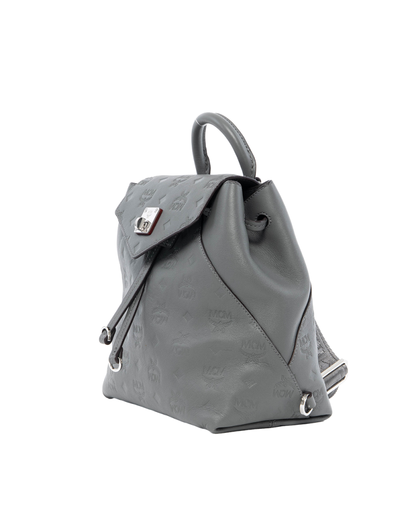 MCM VISETOS BACKPACK SMALL GRAY LEATHER SHW MWK9ASE03EC001 0201