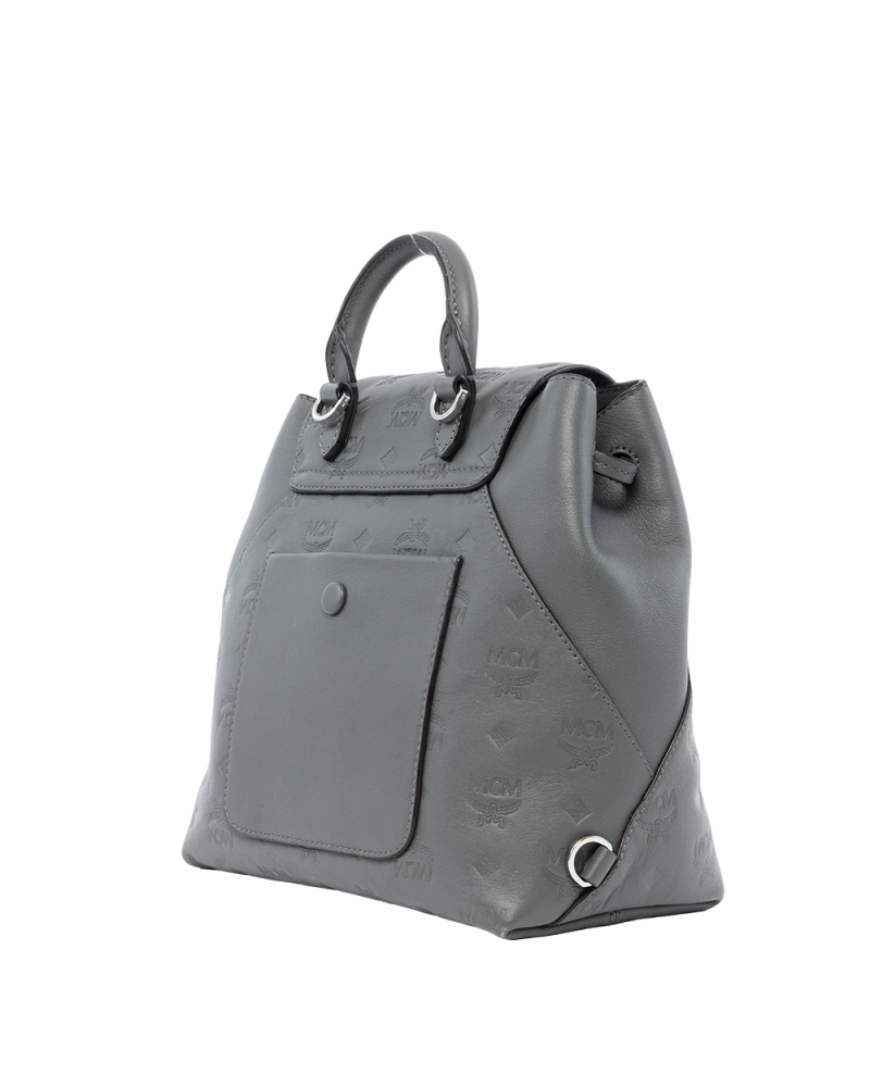 MCM VISETOS BACKPACK SMALL GRAY LEATHER SHW MWK9ASE03EC001 0202
