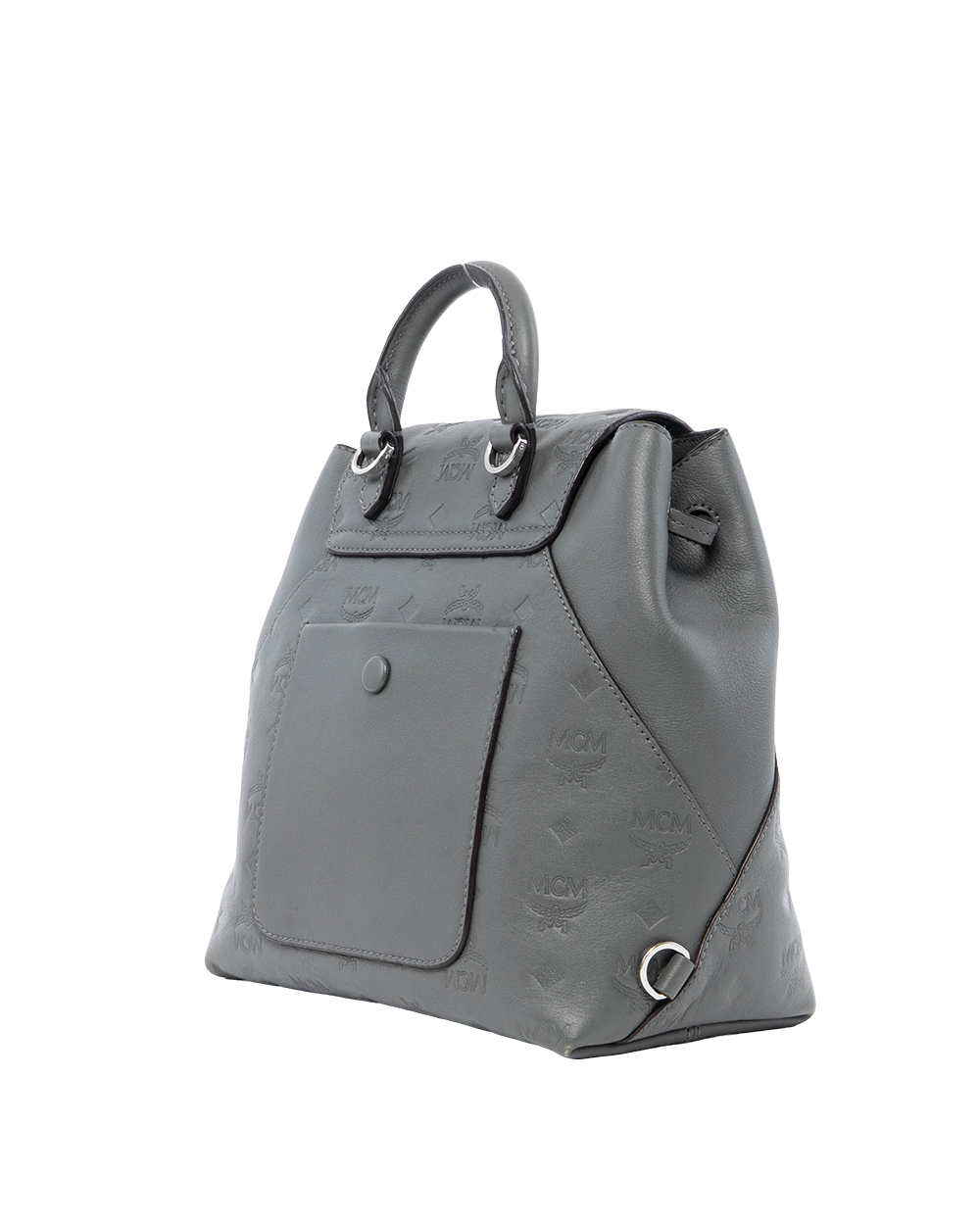 MCM VISETOS BACKPACK SMALL GRAY LEATHER SHW MWK9ASE03EC001 0202