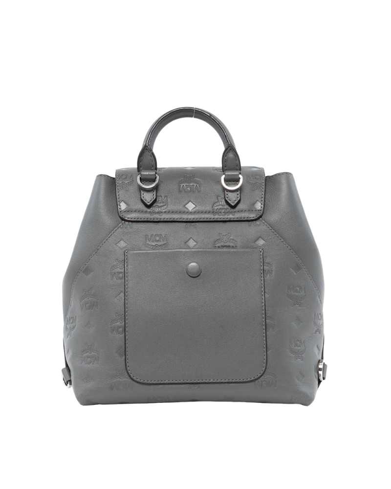 MCM VISETOS BACKPACK SMALL GRAY LEATHER SHW MWK9ASE03EC001 0203
