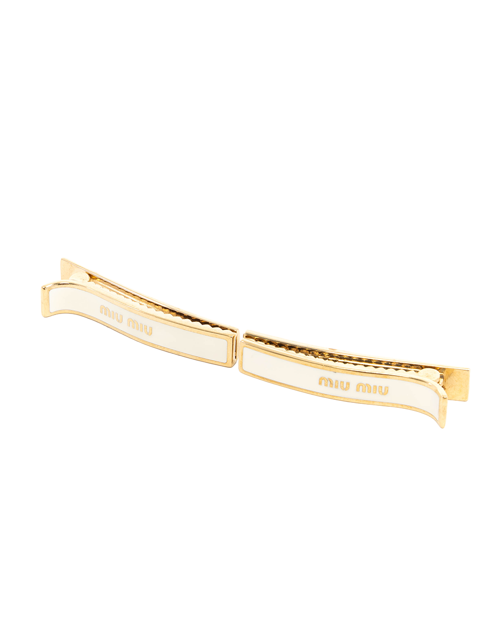 MIU MIU ENAMELED MATAL HAIR CLIPS WHITE GHW 5559