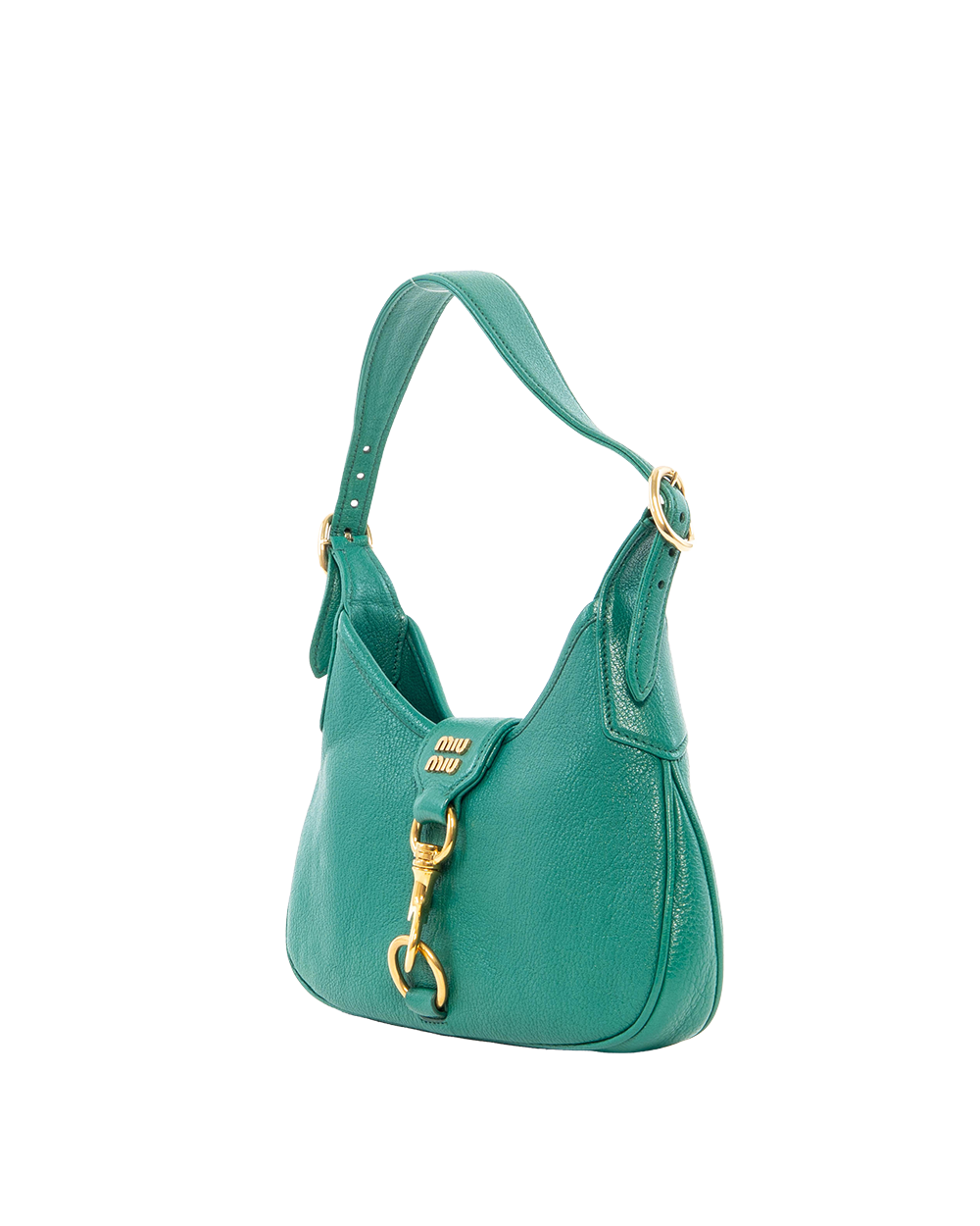 MIU MIU MADRAS HOBO BAG GREEN CALF GHW 6037