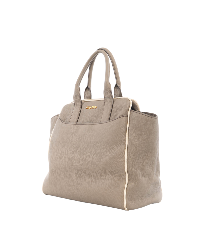 MIU MIU TOTE BAG BEIGE CALF GHW 0301