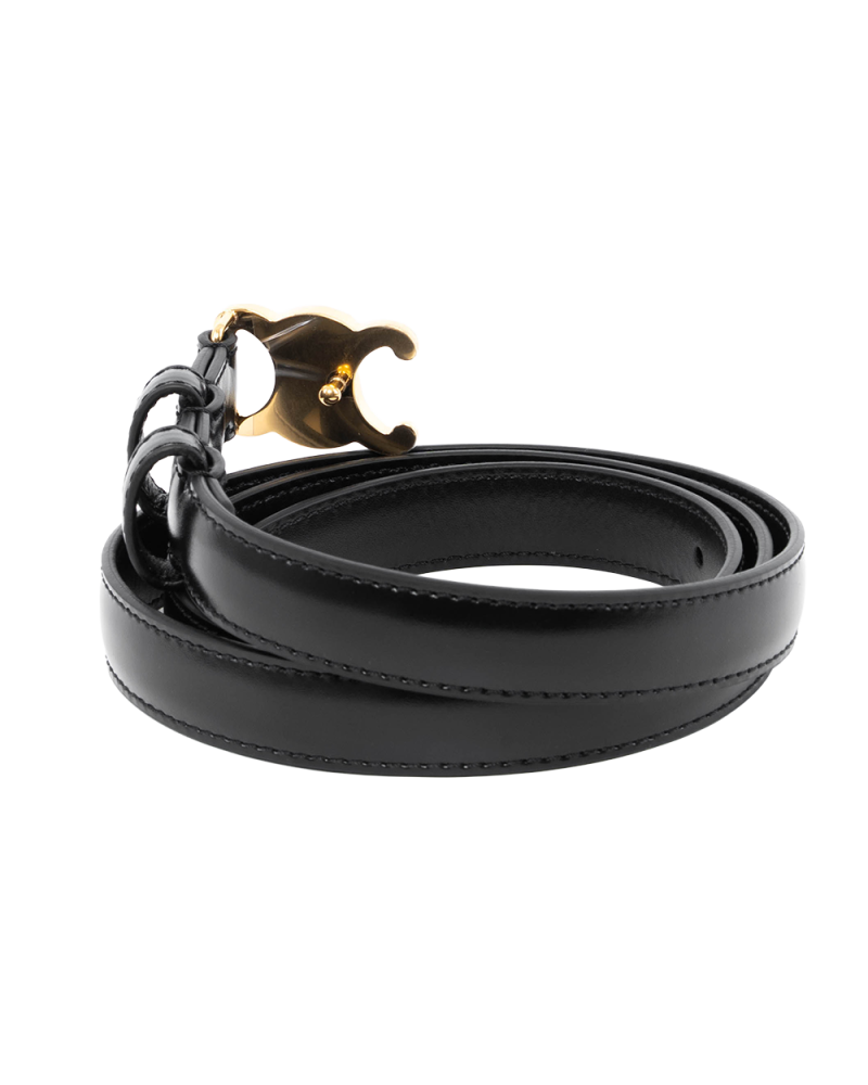 NEW CELINE TRIOMPHE BELT 1.8 CM 85 BLACK CALF GHW F NE 3214 1187