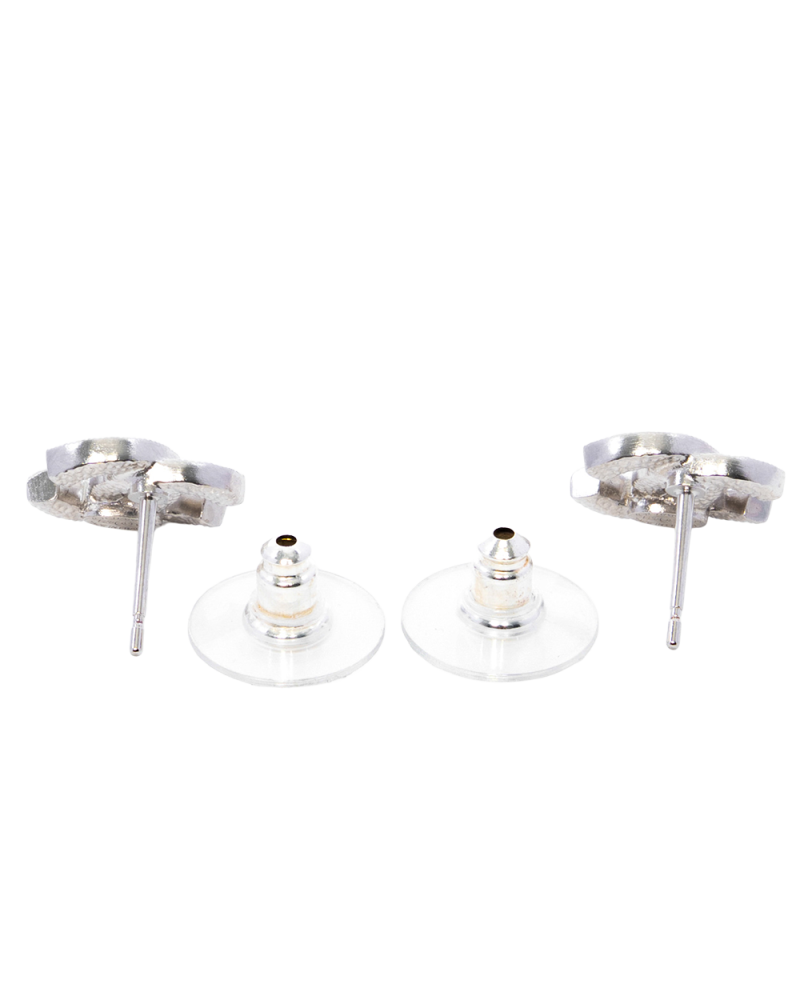 NEW CHANEL LADIES FIRST EARRINGS 1.5 CM SILVER CRYSTAL SHW F25 V 0070