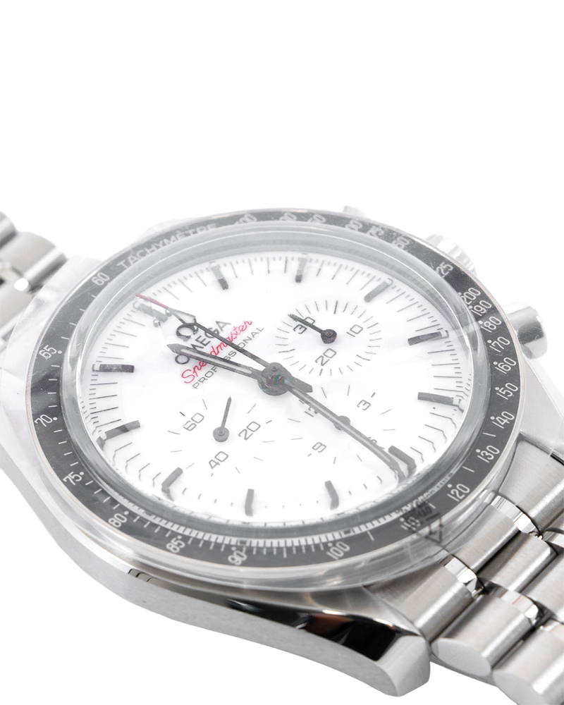 NEW OMEGA SPEEDMASTER MOONWATCH 42 MM WHITE NAVY STAINLESS STEEL SHW 88424177 0103