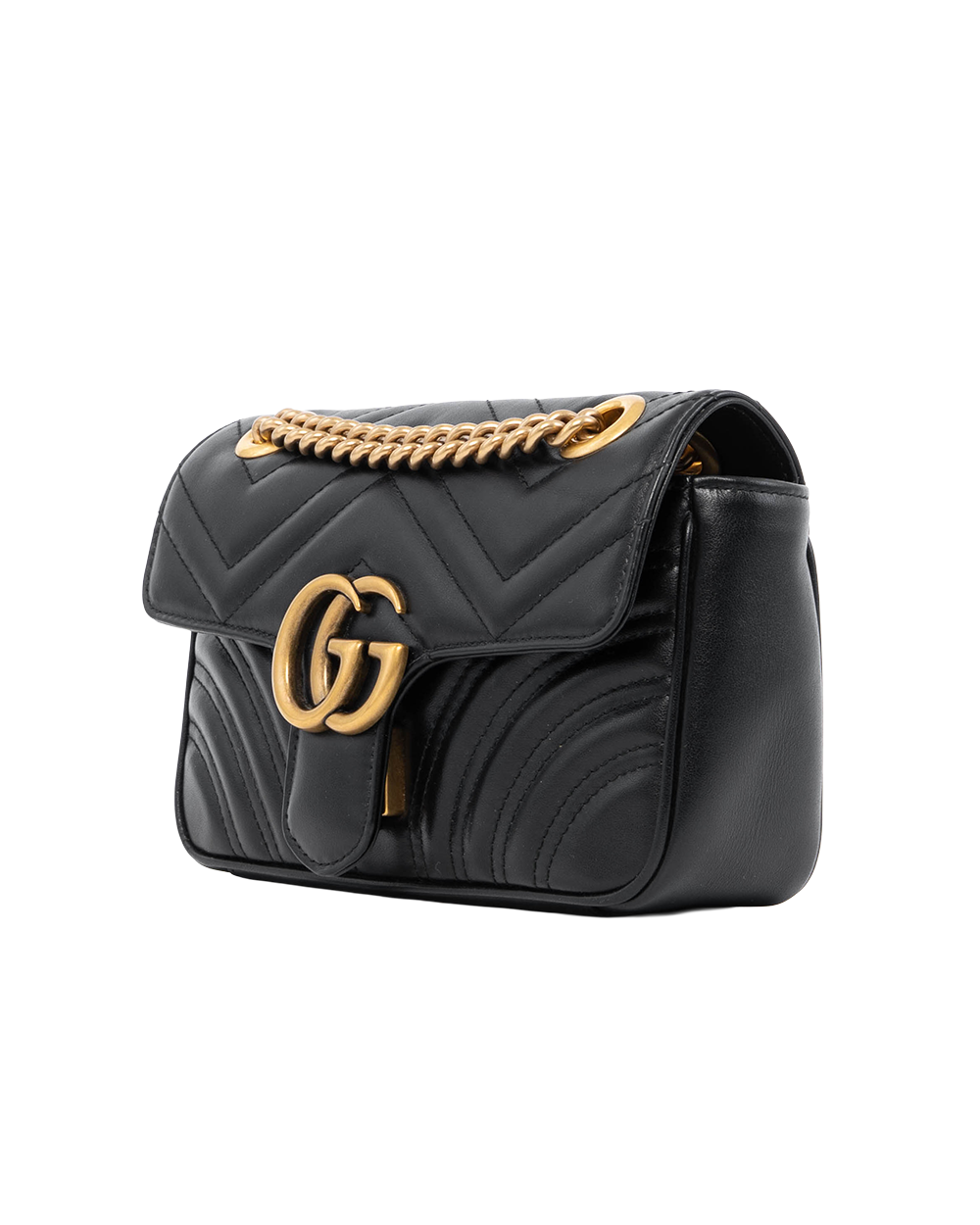 (PAC)GUCCI MARMONT SUPER MINI BLACK CALF GHW 446744 520981 2412