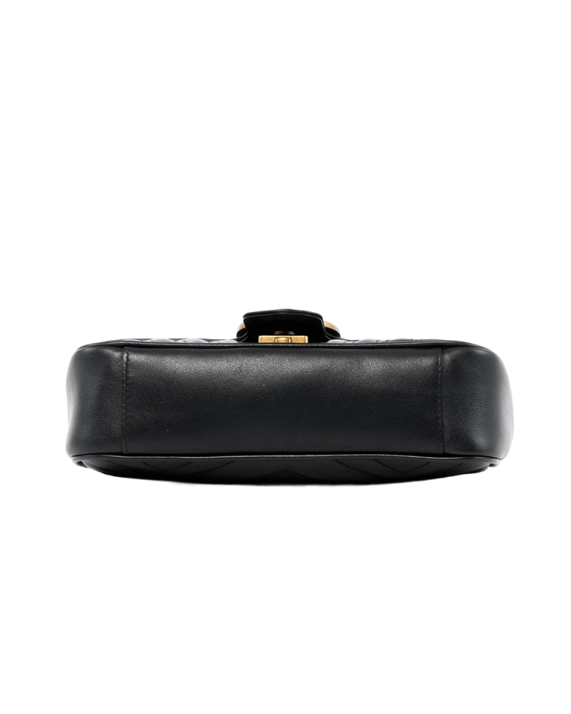 (PAC)GUCCI MARMONT SUPER MINI BLACK CALF GHW 446744 520981 2415