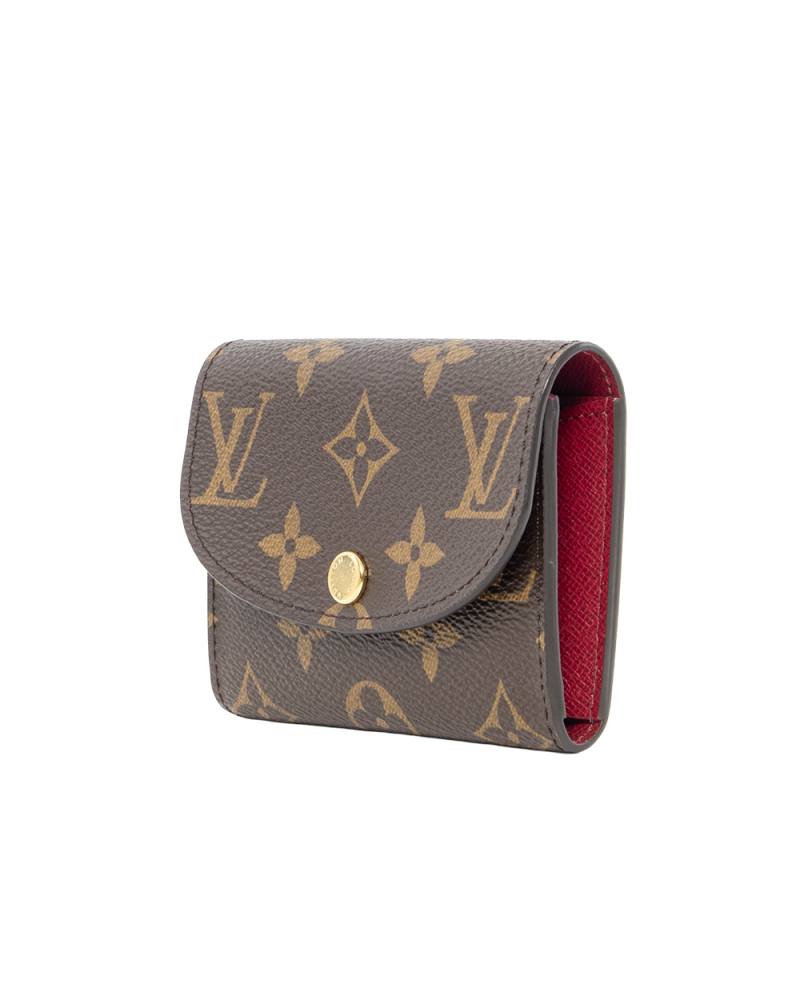 (PAC)LV ROSALIE COIN SHORT BROWN RED MONOGRAM CANVAS GHW MICROCHIP 5110