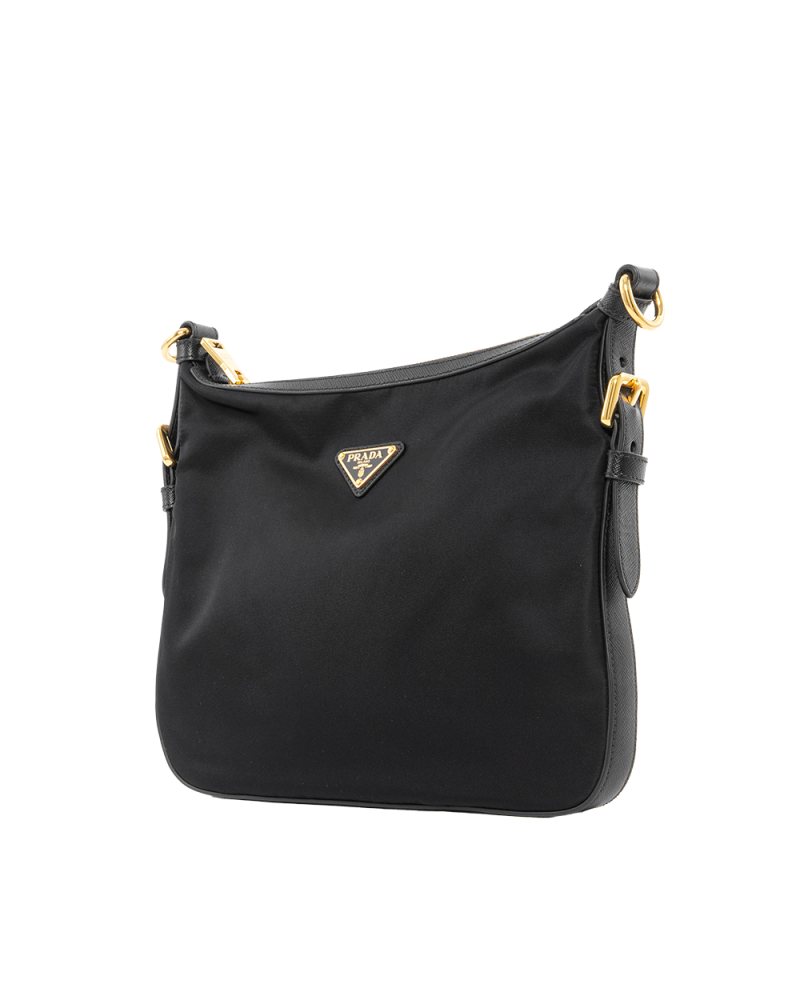 PRADA BANDOLIERA MEDIUM BLACK NYLON GHW 4095