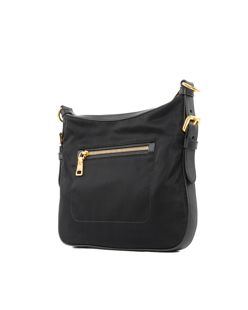 PRADA BANDOLIERA MEDIUM BLACK NYLON GHW 4096