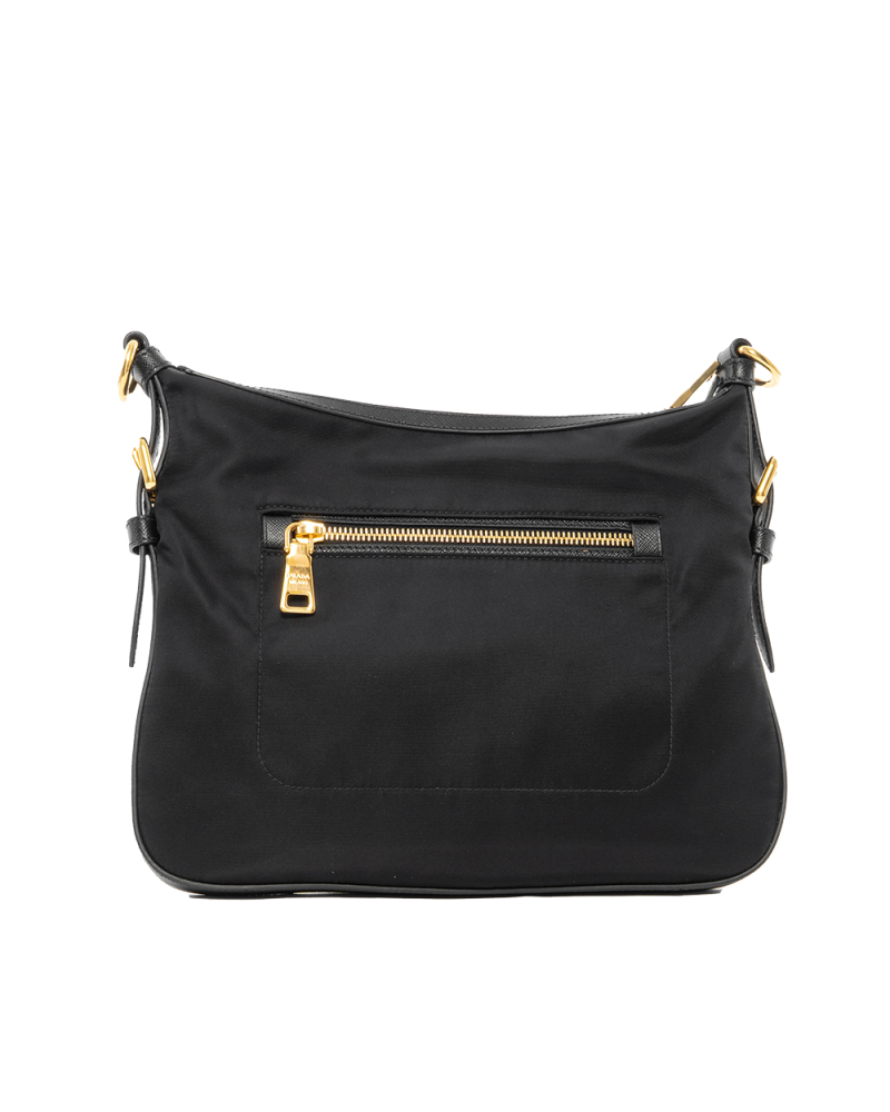 PRADA BANDOLIERA MEDIUM BLACK NYLON GHW 4097