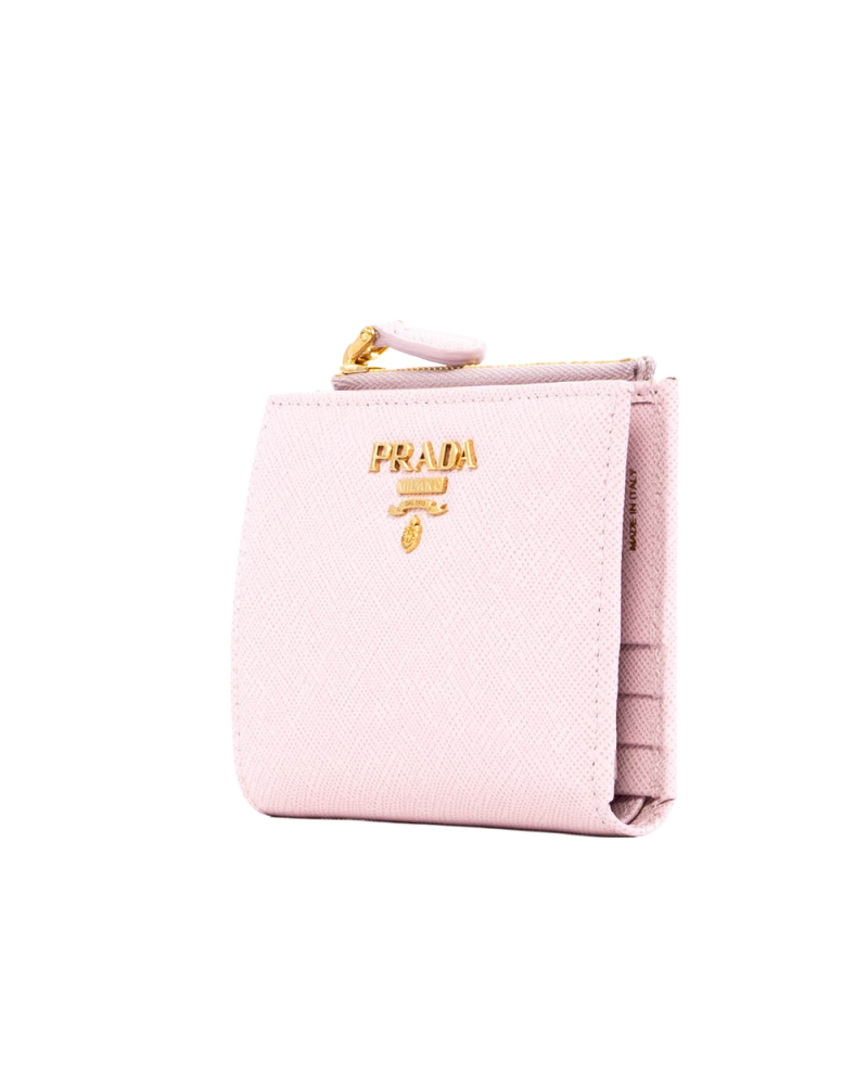 PRADA BIFOLD WALLET SHORT PINK SAFFIANO GHW 04098