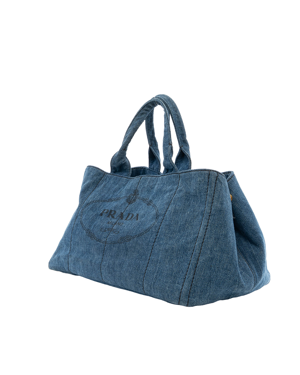 PRADA CANAPA TOTE GM BLUE DENIM GHW 7841