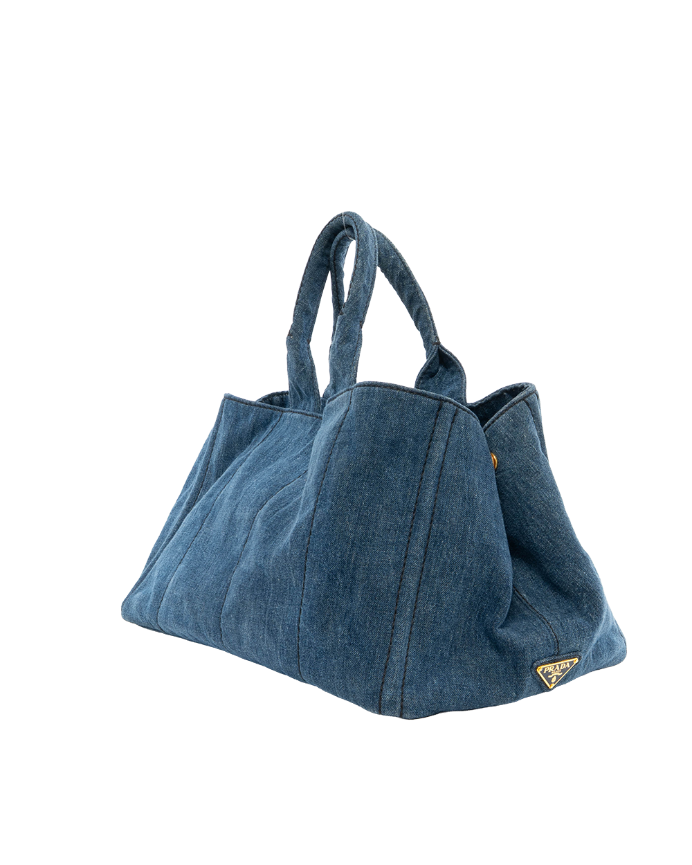 PRADA CANAPA TOTE GM BLUE DENIM GHW 7842